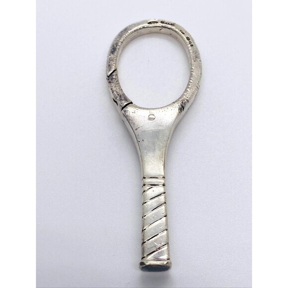 TIFFANY & CO STERLING SILVER TENNIS RACKET KEY RING HOLDER VINTAGE RARE 925